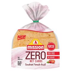 Mission Zero Net Carbs Sundried Tomato Basil Flour Tortillas, Street Taco Size, 14 ct