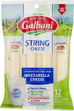 Galbani Low Moisture Part Skim Mozzarella String Cheese 12 ct 12 oz