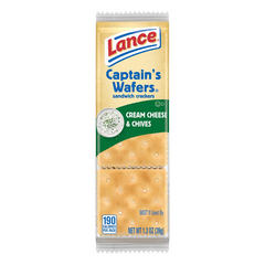 Lance Sandwich Crackers, Captain's Wafers Cream Cheese and Chives, Snack Bag