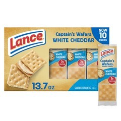 Lance Sandwich Crackers Captain's Wafers White Cheddar 10 Individual Packs 6 Sandwiches Each 13.7 oz