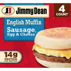 Jimmy Dean Sausage Egg & Cheese English Muffin Sandwiches 4 Count