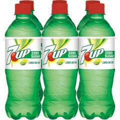 7UP Zero Sugar Lime Lemon Caffeine Free Soda 6 pk Bottles, 16.9 oz