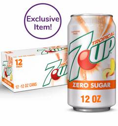 7UP Tropical Zero Sugar 12 Pack Cans, 12 oz