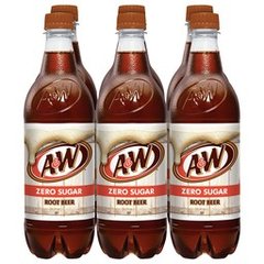 A&W Zero Sugar Root Beer Caffeine Free Soda 6 pk Bottles,.5 L