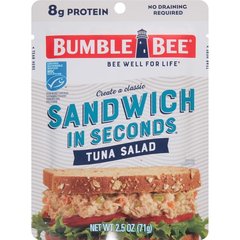 Bumble Bee Tuna Salad Sandwich in Seconds Wild Caught Gluten Free 8g Protein Per Serving Ready to Eat Shelf Stable Pouch 2.5 oz