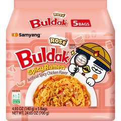 Samyang Buldak Spicy Rose Ramen 5 4.93 oz Bags 24.65 oz