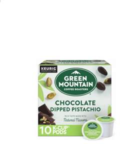 Green Mountain Coffee Roasters Chocolate Dipped Pistachio Flavored Coffee Single Serve Keurig K Cup Pods 10 Count 10 Cnt