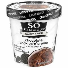 So Delicious Chocolate Cookies 'N' Cream Cashew Milk Non-Dairy Dessert - 1pt: Vegan, Gluten-Free