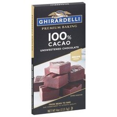 Ghirardelli Premium 100% Cacao Unsweetened Chocolate Baking Bar, 4 oz