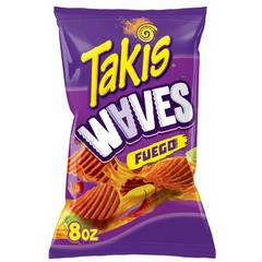 Takis Fuego Waves 8 oz Sharing Size Bag Hot Chili Pepper & Lime Wavy Potato Chips