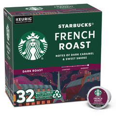 Starbucks K Cup Pods Dark Roast Ground French Roast Coffee 32 0.42 oz ea 32 ea Box