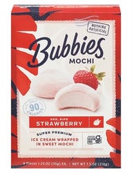 Bubbies Hawaii Mochi Strawberry Ice Cream Bites 6 Pack