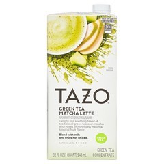TAZO Green Tea Matcha Latte Concentrate, Sweetened with Notes of Honeydew Melon & Tropical Fruit, 32oz Carton