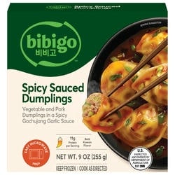 bibigo Frozen Vegetable & Pork Spicy Sauced Dumplings, 9.01 oz