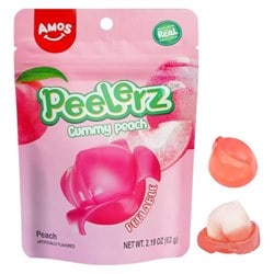 Amos Peelerz Peelable Peach Gummi Candy 6 oz 6 oz Bag