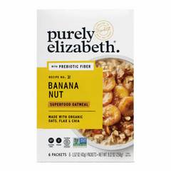 Purely Elizabeth Superfood Oatmeal, Banana Nut, Gluten-Free, 1.52 oz, 6 Packets