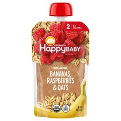 Happy Baby Organics Clearly Crafted Stage 2 Bananas Raspberries & Oats Baby Food Pouch