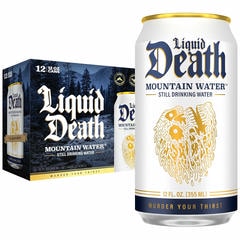 Liquid Death Mountain Water Still Drinking Water Cans