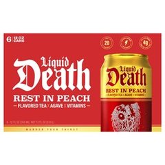 Liquid Death, Rest in Peach Flavored Iced Tea, 6-Pack (12oz Cans)
