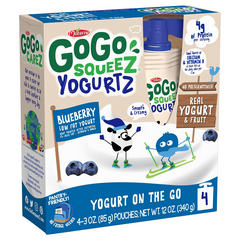 Gogo Squeez Yogurtz Low Fat Blueberry Yogurt Snack Pouches 4 ct