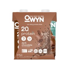 OWYN Plant-Based Dark Chocolate 20g Non-Dairy Protein Drinks - 4 pk