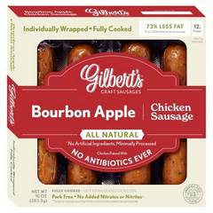 Gilbert's Cooked Bourbon Apple Antibiotic Free Chicken Sausage Links 10 oz Package 10 oz