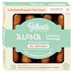 Gilbert's Cooked Aloha Antibiotic Free Chicken Sausage Links 10 oz Package 10 oz