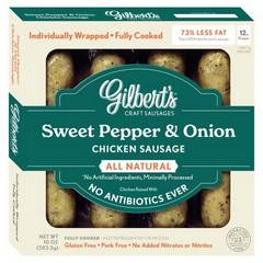 Gilbert's Cooked Sweet Pepper & Onion Antibiotic Free Chicken Sausage Links 10oz Package