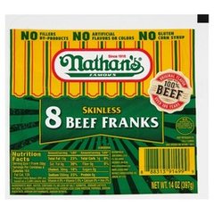 Nathan's Famous Skinless Beef Franks 12 oz 12 oz Shrinkwp