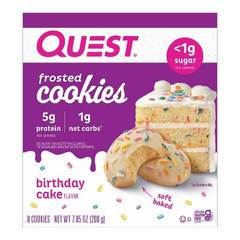 Quest Keto Friendly Birthday Cake 10g Protein Frosted Cookies - 8 ct