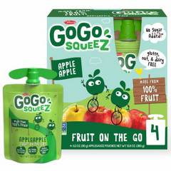 GoGo squeeZ No Sugar Added Apple Applesauce & Fruit Puree Pouches, 4 ct